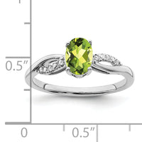 14k White Gold Oval Peridot and Diamond Ring-RM6146