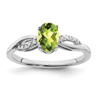 14k White Gold Oval Peridot and Diamond Ring-RM6146
