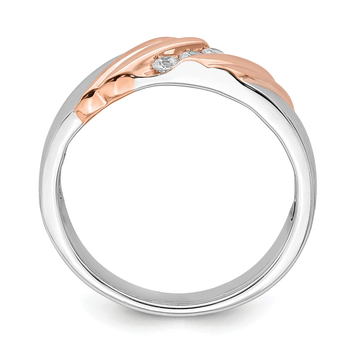 14k White and Rose Gold Men's Diamond Band-RM6405B