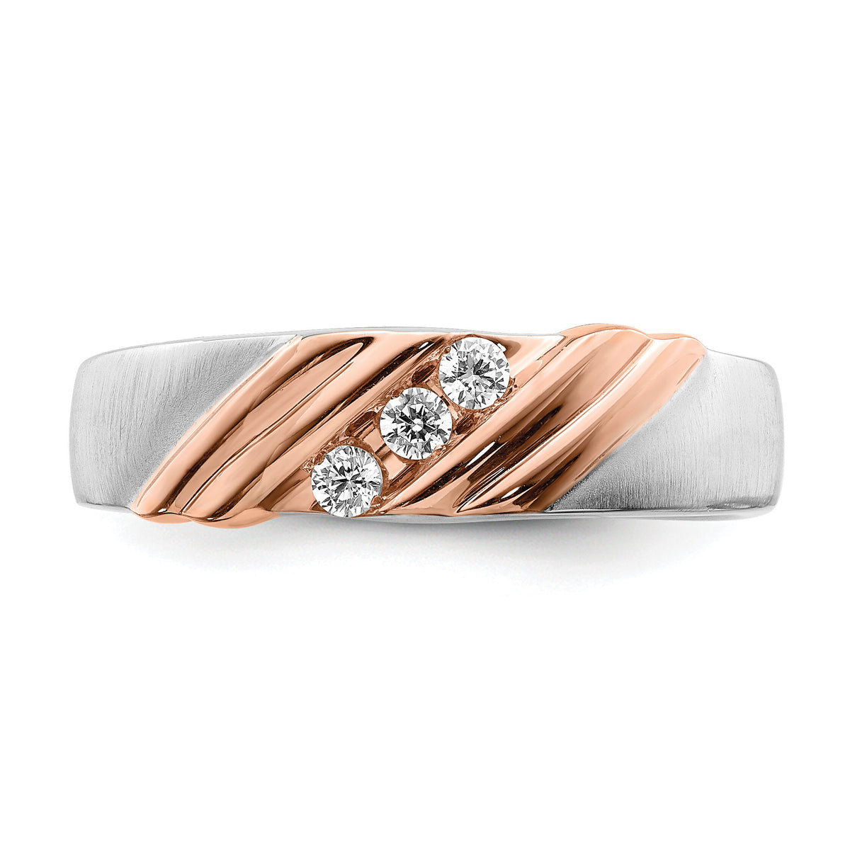 14k White and Rose Gold Men's Diamond Band-RM6405B