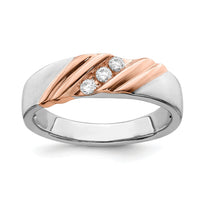 14k White and Rose Gold Men's Diamond Band-RM6405B