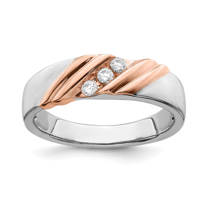 14k White and Rose Gold Men's Diamond Band-RM6405B-015-WRAA