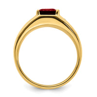 14k Emerald-cut Created Ruby and Diamond Polished Mens Ring-RM6658