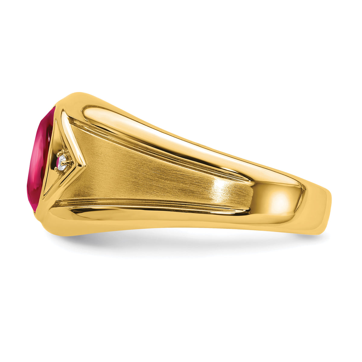 14k Created Ruby and Diamond Mens Ring-RM6659