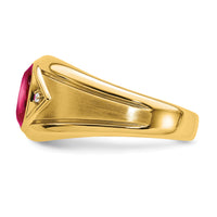 14k Created Ruby and Diamond Mens Ring-RM6659