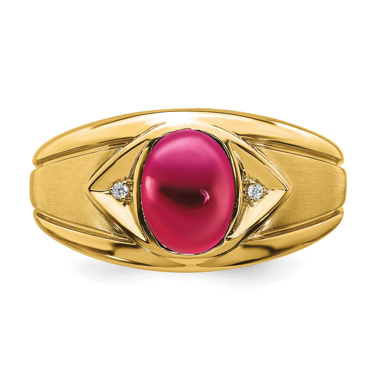 14k Created Ruby and Diamond Mens Ring-RM6659