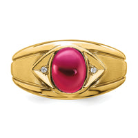 14k Created Ruby and Diamond Mens Ring-RM6659