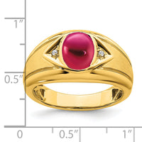 14k Created Ruby and Diamond Mens Ring-RM6659
