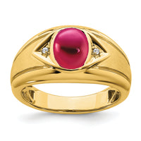 14k Created Ruby and Diamond Mens Ring-RM6659