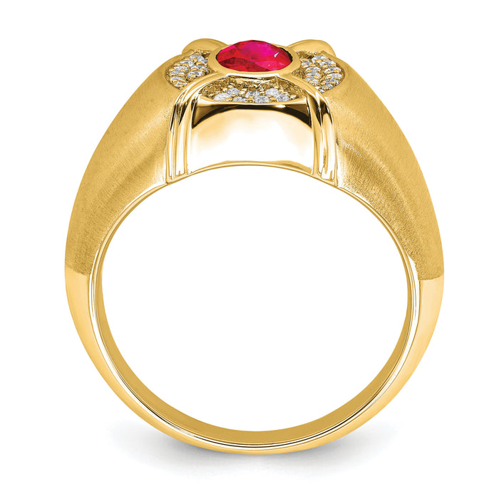 14k Ruby and Diamond Mens Ring-RM6660