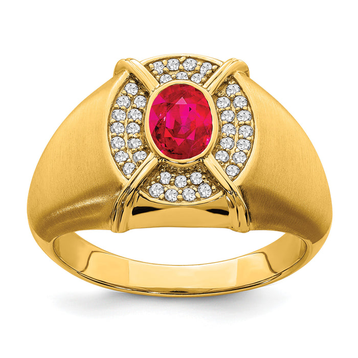 14k Ruby and Diamond Mens Ring-RM6660