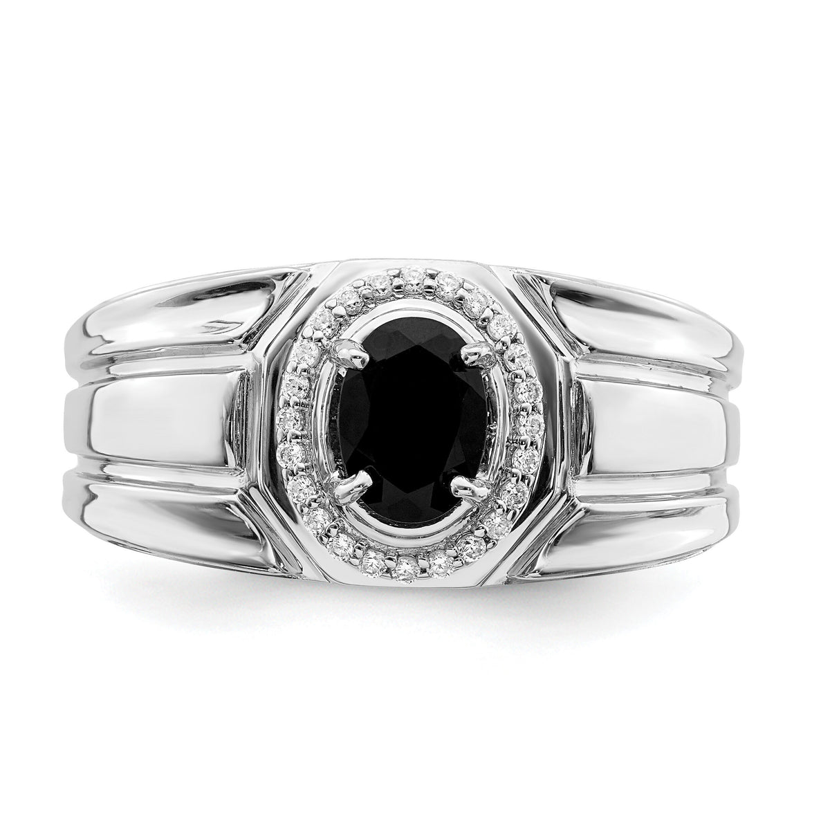 14k Onyx and Diamond Mens Ring-RM6665