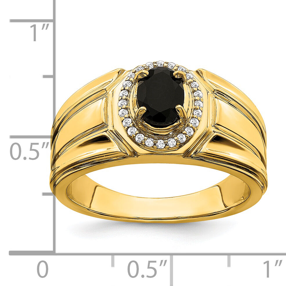 14k Onyx and Diamond Mens Ring-RM6665