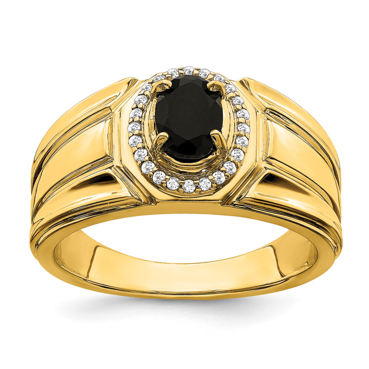 14k Onyx and Diamond Mens Ring-RM6665