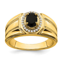 14k Onyx and Diamond Mens Ring-RM6665