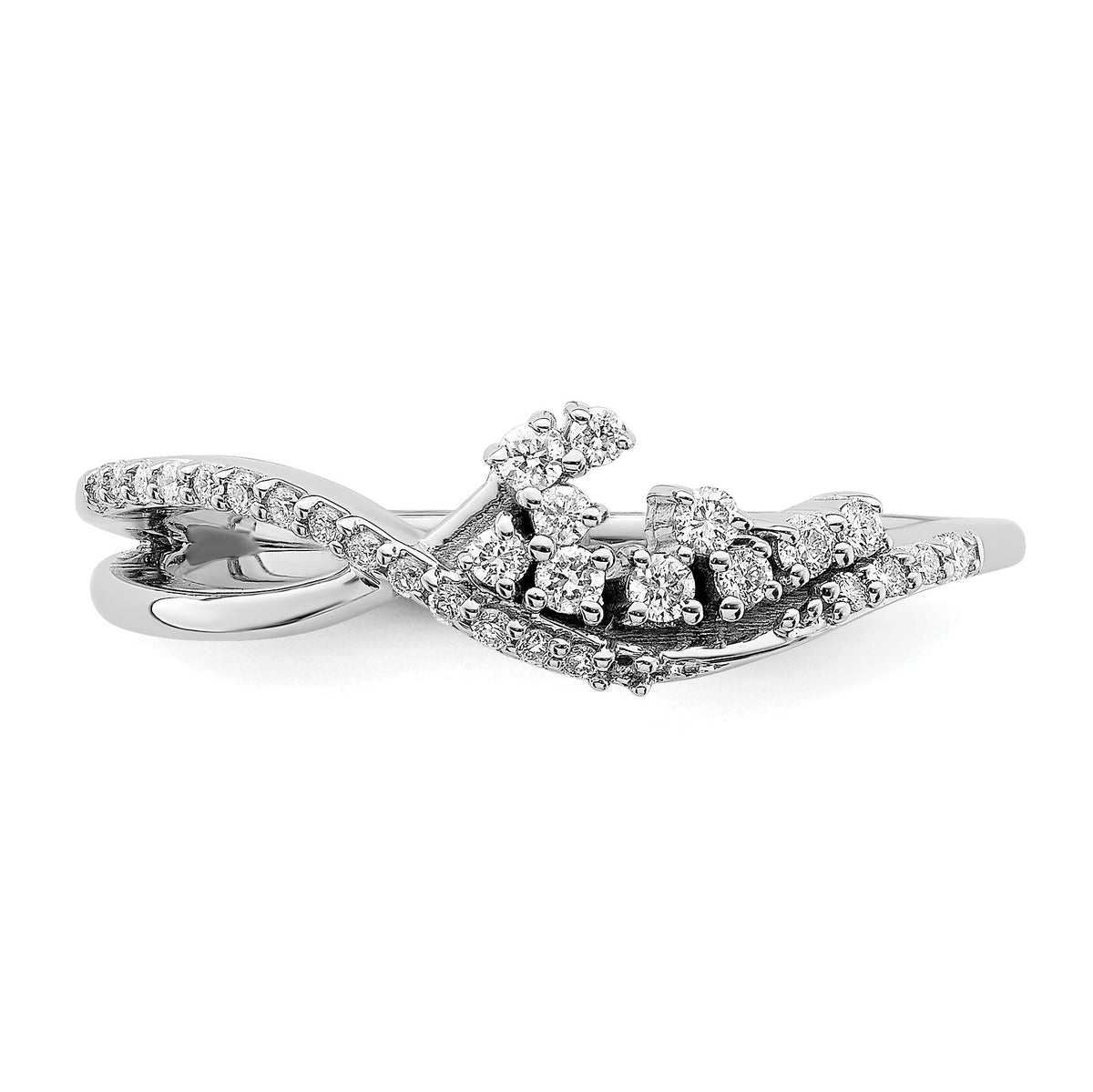 14k White Gold Polished Fancy Florina Wave Diamond Ring-RM6790