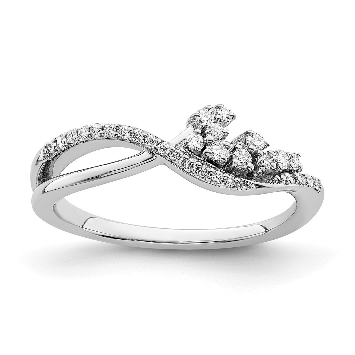 14k White Gold Polished Fancy Florina Wave Diamond Ring-RM6790