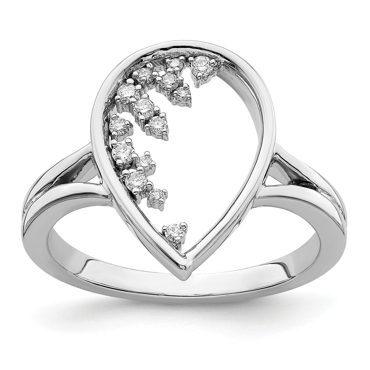 14k White Gold Polished Teardrop Diamond Ring-RM6829