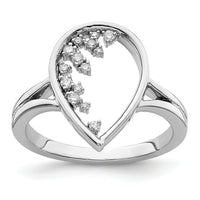 14k White Gold Polished Teardrop Diamond Ring-RM6829