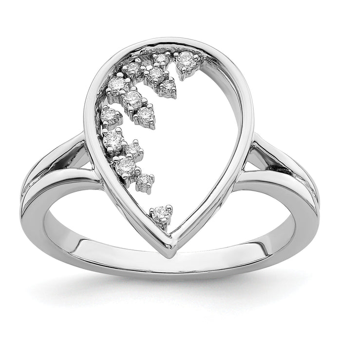 14k White Gold Polished Teardrop Diamond Ring-RM6829