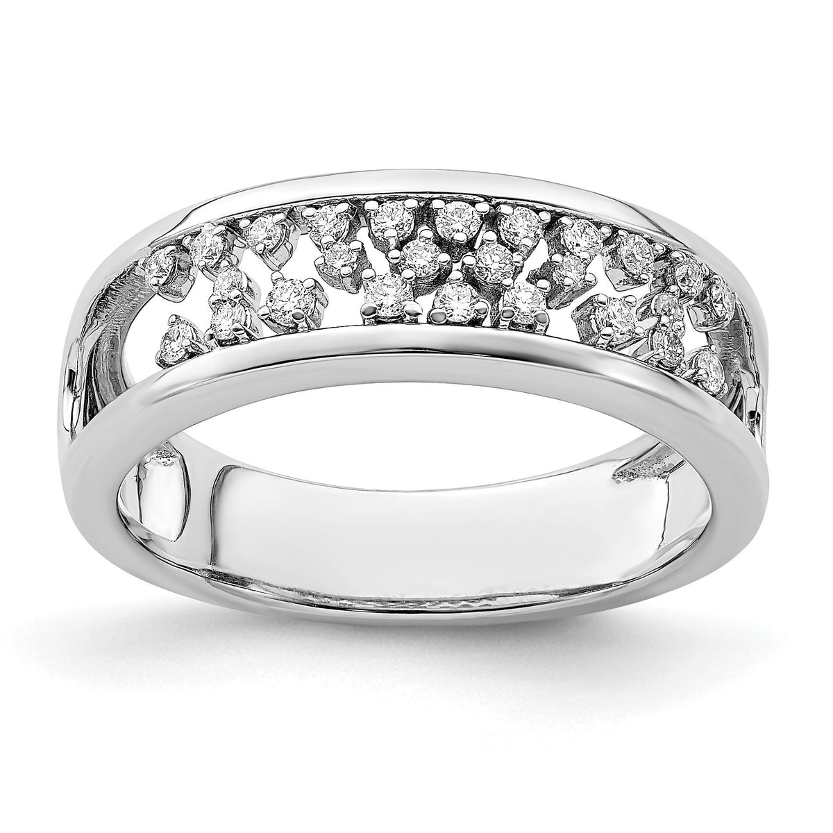 14k White Gold Polished Fancy Diamond Band-RM6830