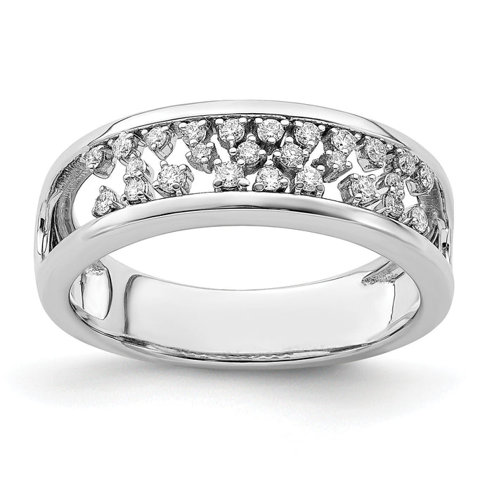 14k White Gold Polished Fancy Diamond Band-RM6830
