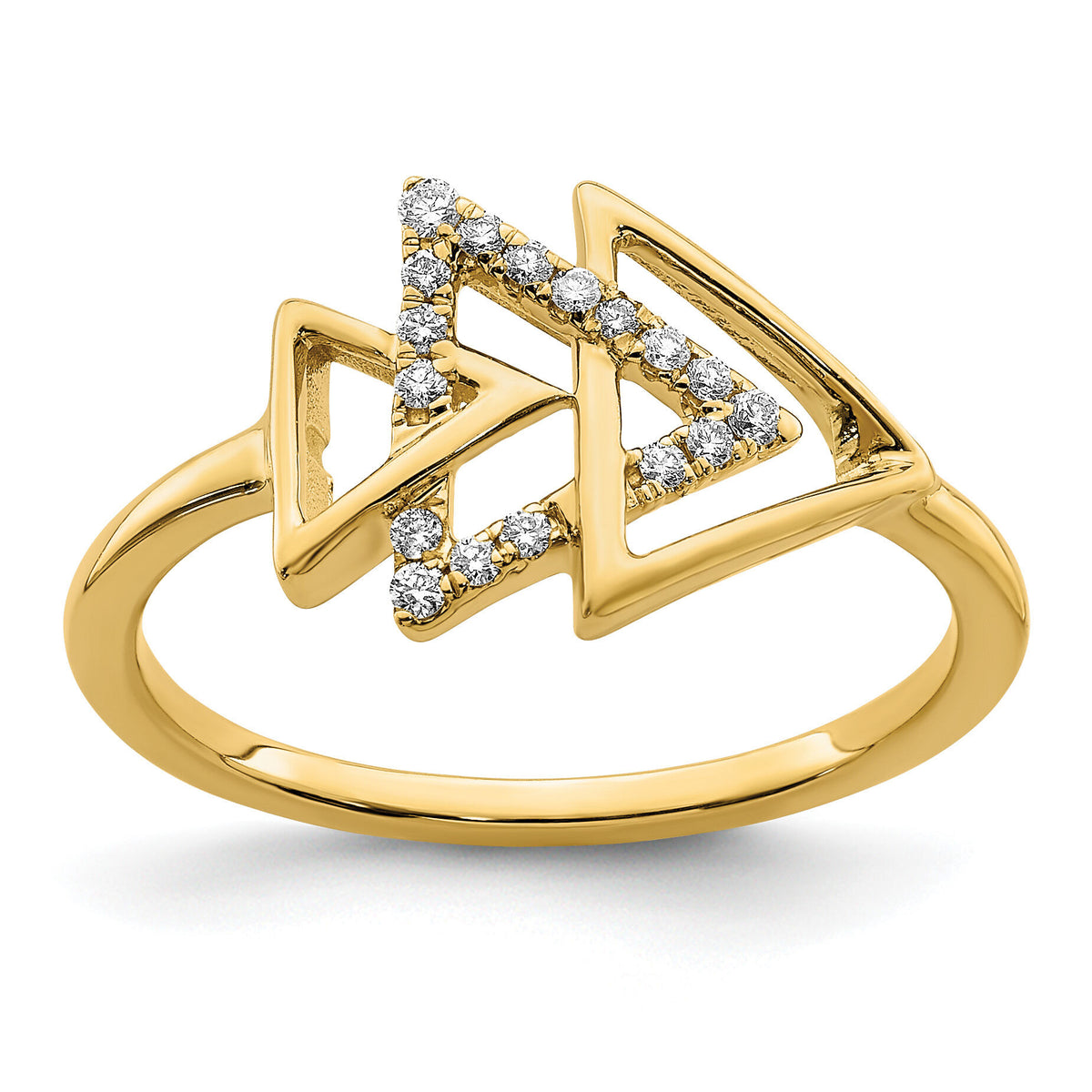 14k Polished Triple Triangle Diamond Ring-RM6834