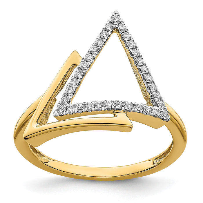 14k Polished Double Triangle Diamond Ring-RM6836