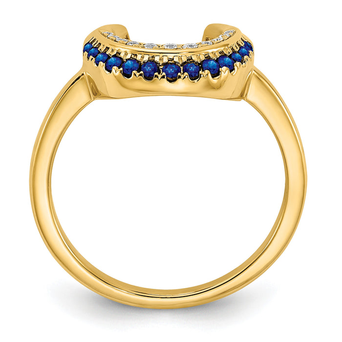 14k Polished Sapphire and Diamond Moon Ring-RM6847