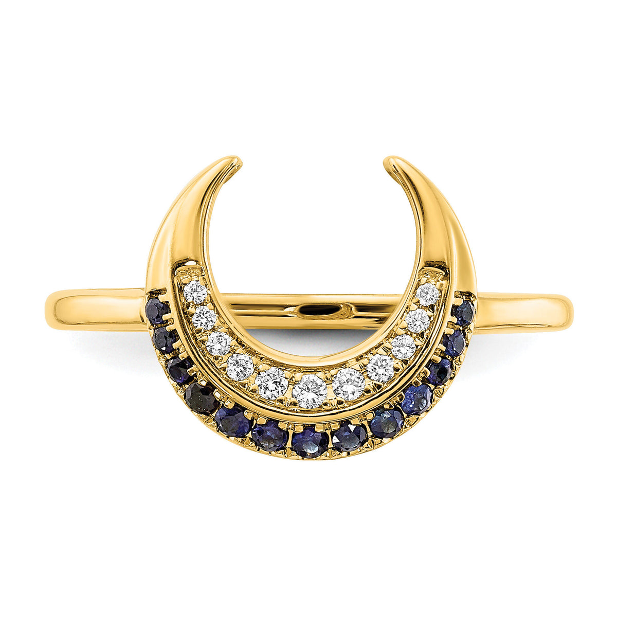 14k Polished Sapphire and Diamond Moon Ring-RM6847
