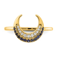 14k Polished Sapphire and Diamond Moon Ring-RM6847