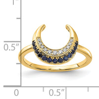 14k Polished Sapphire and Diamond Moon Ring-RM6847