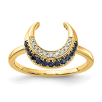 14k Polished Sapphire and Diamond Moon Ring-RM6847
