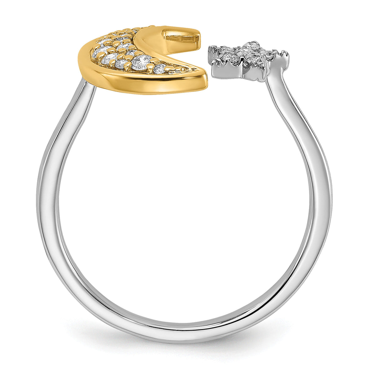 14k Two-tone Diamond Moon w/Star Ring-RM6849
