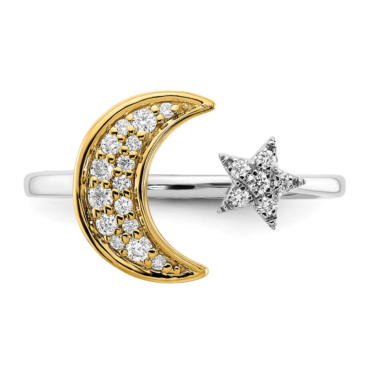 14k Two-tone Diamond Moon w/Star Ring-RM6849