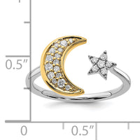 14k Two-tone Diamond Moon w/Star Ring-RM6849