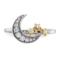 14k Two-tone Diamond Moon w/3-Stars Ring-RM6851