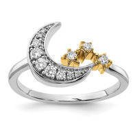 14k Two-tone Diamond Moon w/3-Stars Ring-RM6851