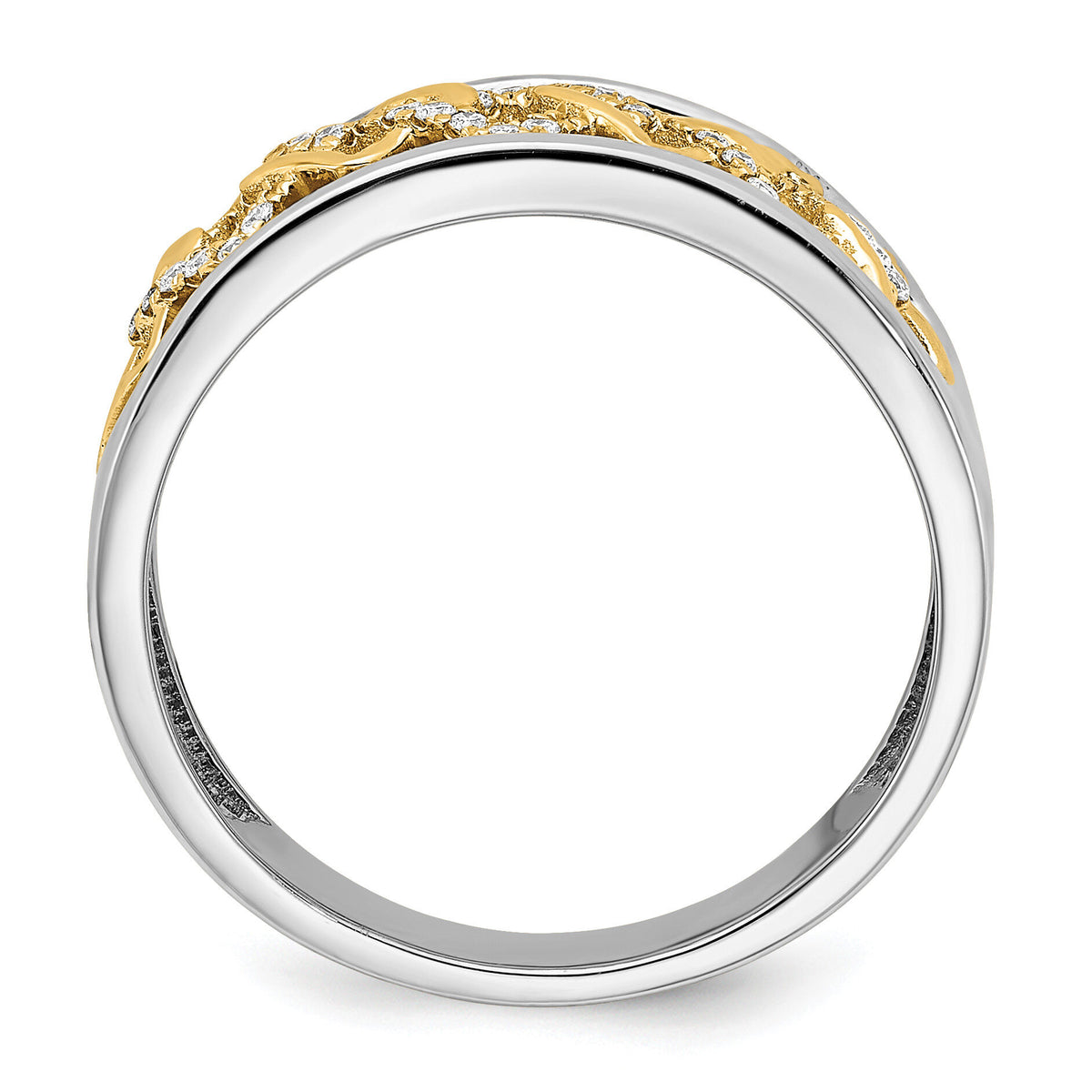 14k Two-tone Polished Fancy Squares Diamond Ring-RM6862