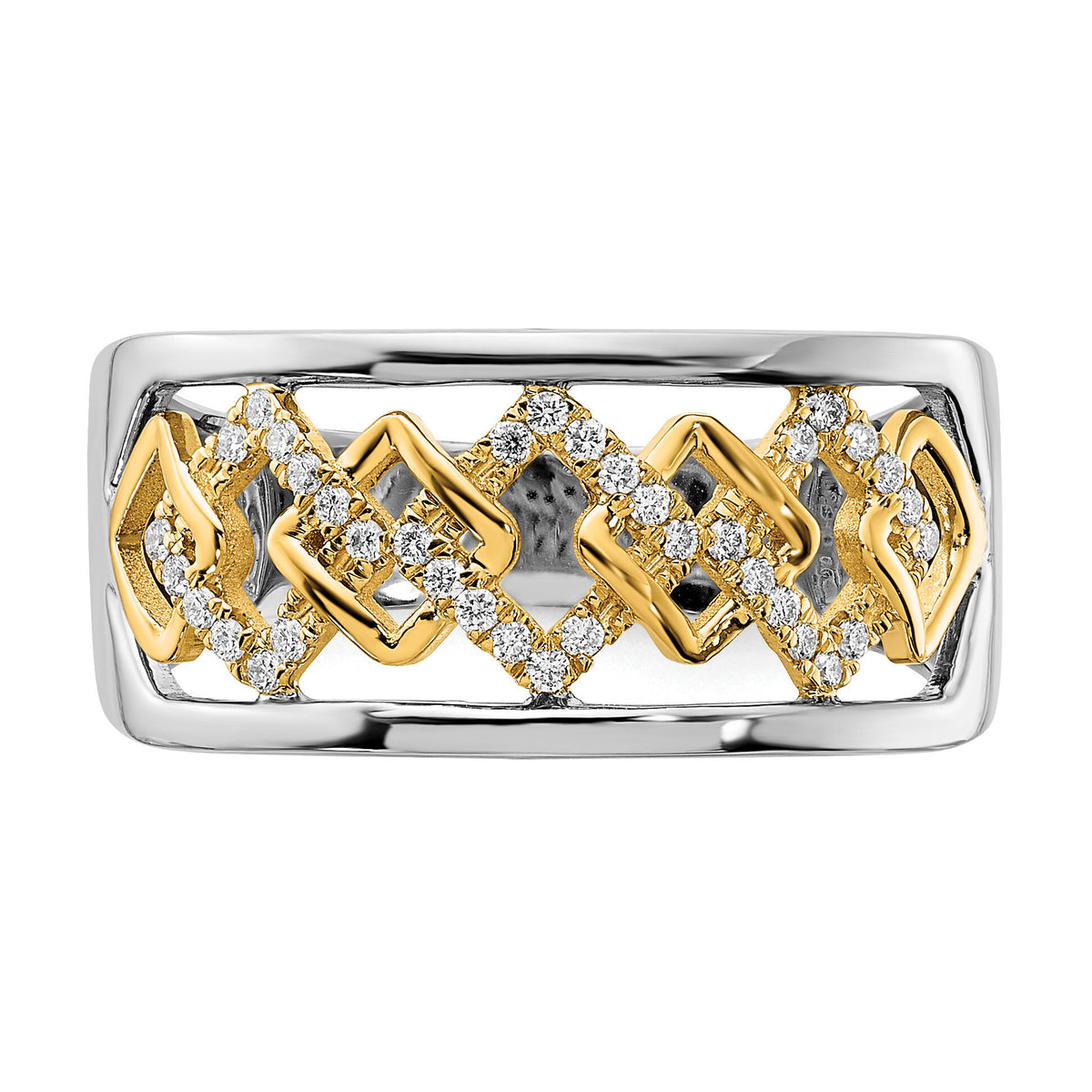14k Two-tone Polished Fancy Squares Diamond Ring-RM6862