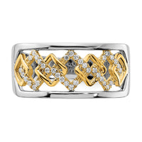 14k Two-tone Polished Fancy Squares Diamond Ring-RM6862
