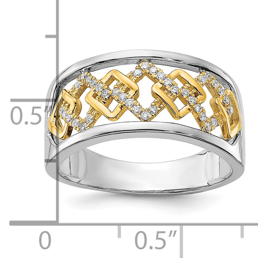 14k Two-tone Polished Fancy Squares Diamond Ring-RM6862