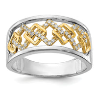 14k Two-tone Polished Fancy Squares Diamond Ring-RM6862