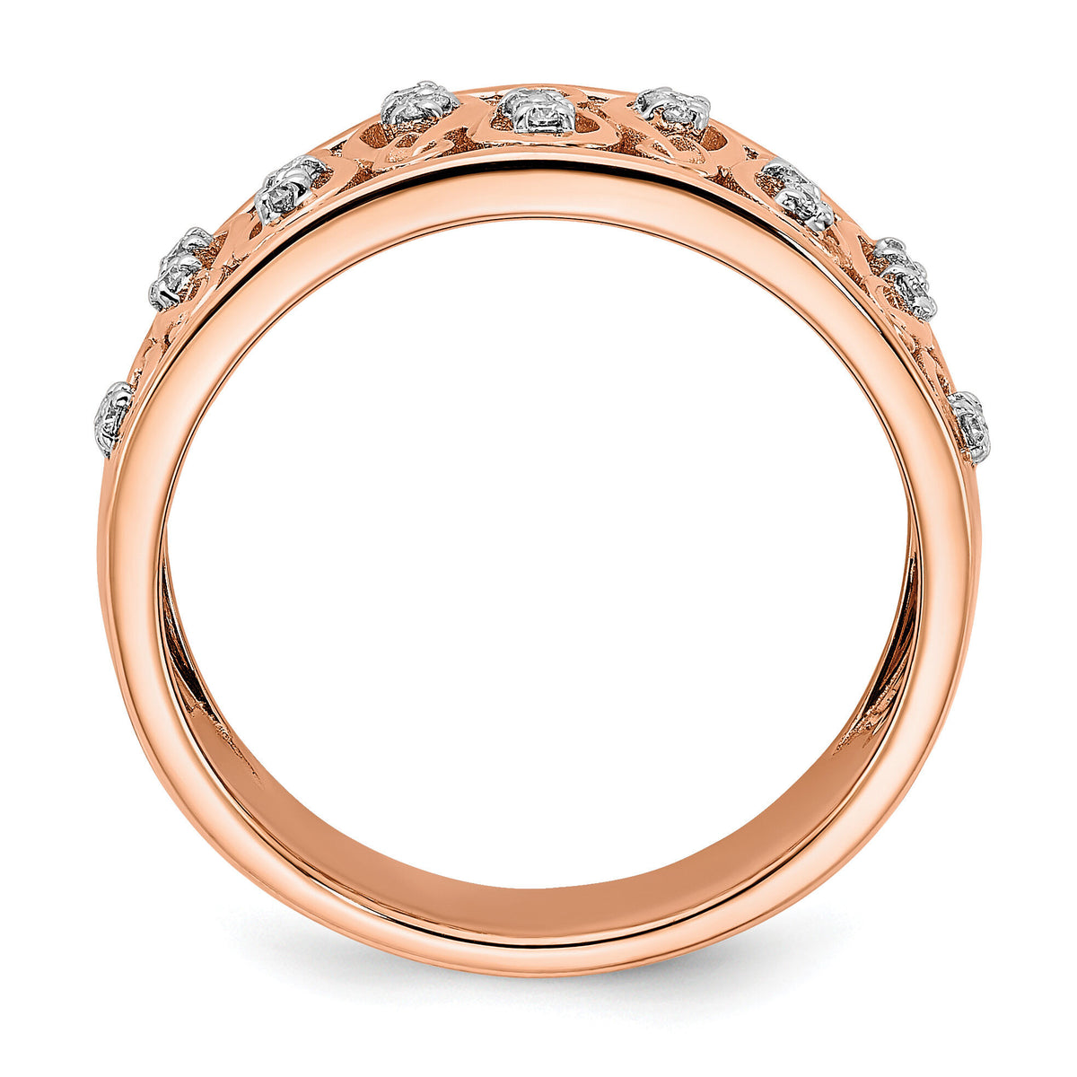 14k Rose Gold Polished Diamond Fancy Filigree Band-RM6863
