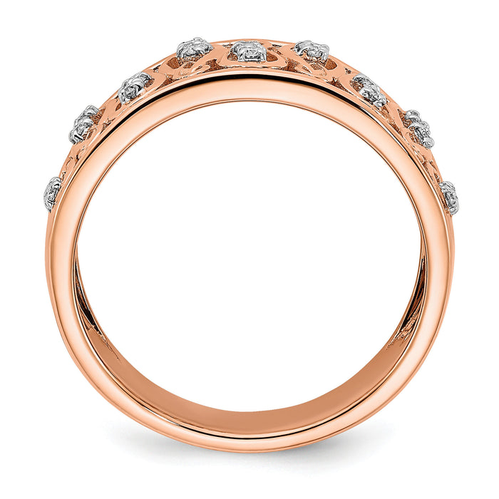14k Rose Gold Polished Diamond Fancy Filigree Band-RM6863