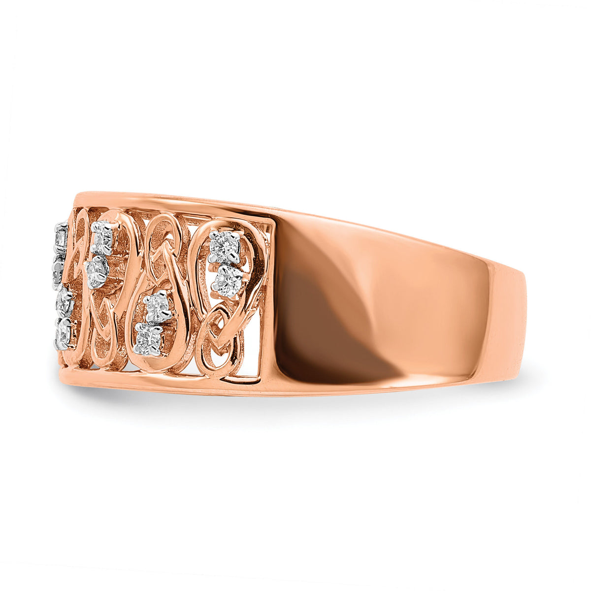 14k Rose Gold Polished Diamond Fancy Filigree Band-RM6863