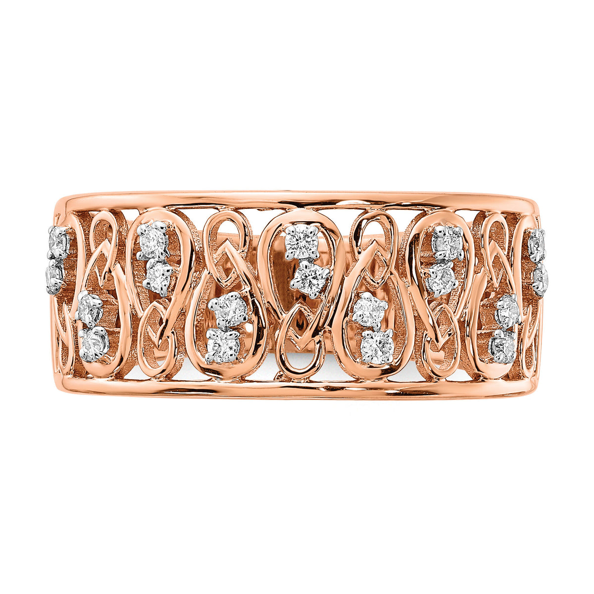 14k Rose Gold Polished Diamond Fancy Filigree Band-RM6863