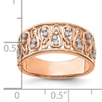 14k Rose Gold Polished Diamond Fancy Filigree Band-RM6863