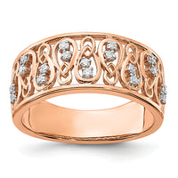 14k Rose Gold Polished Diamond Fancy Filigree Band-RM6863