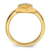 14k Satin and Polished Diamond Double Triangle Ring-RM6865